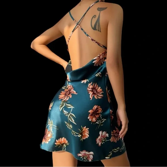 Floral Print Slip Night Dress - Picture 2 of 5